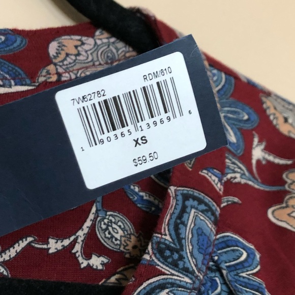 NWT Lucky Brand Burgundy Floral Blouse Top - Picture 8 of 8